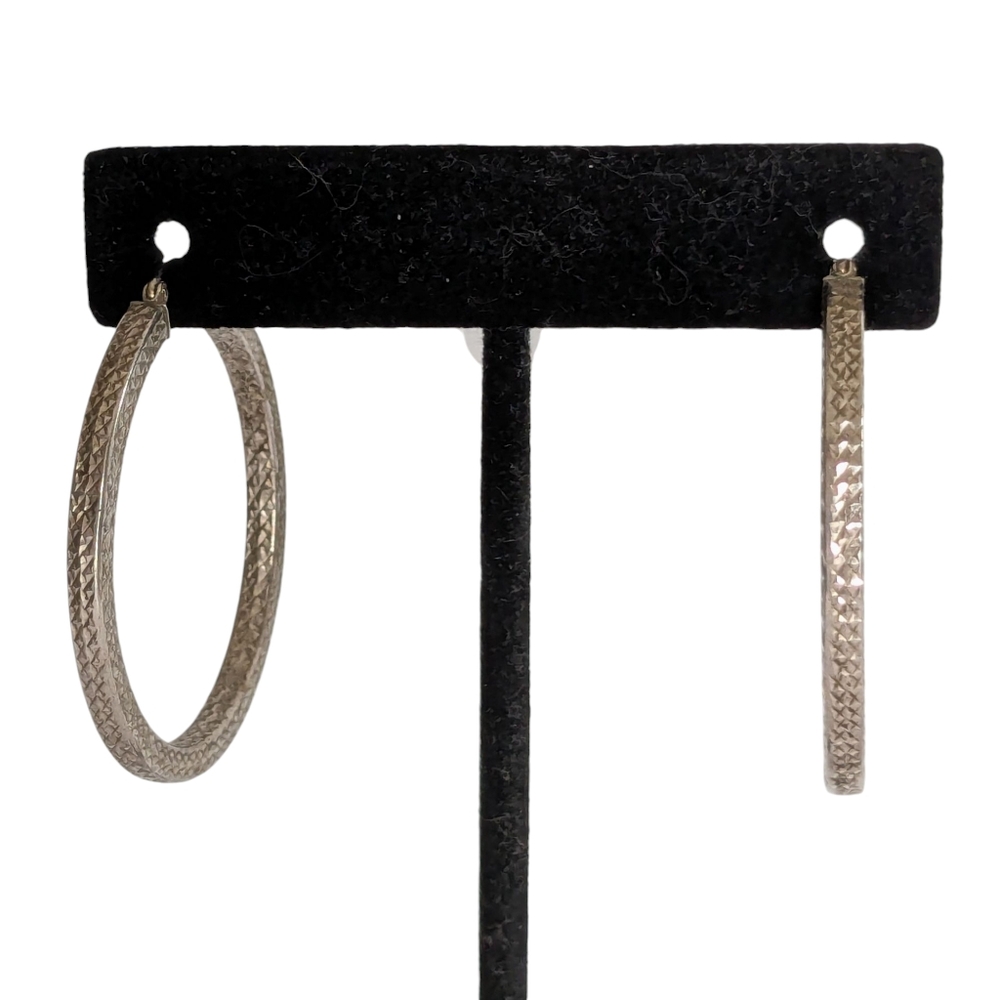 Textured Silver Tone Earrings